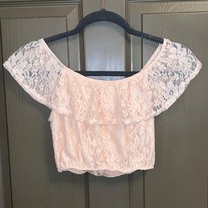 Charlotte Russe Pink Lace Crop top